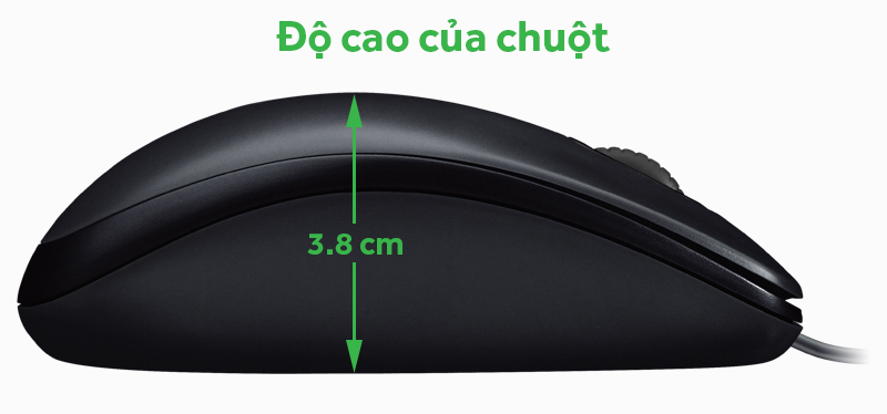 Chuột có dây Logitech M100r - Kích thước chuột